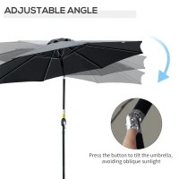 Outsunny 3(m) Tilting Parasol Garden Umbrellas, Outdoor Sun Shade with 8 Ribs, Tilt and Crank Handle for Balcony, Bench, Garden, Black(m-4)