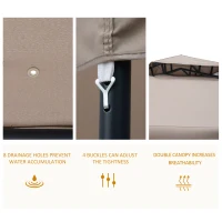 Outsunny Outdoor Gazebo, 2-tier Roof W/Netting, 295L x 295W x 263Hcm-Taupe(m-5)