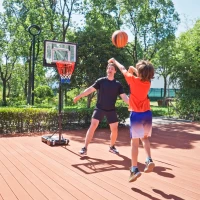 HOMCOM Basketballständer mit Rollen 83x55cm Rückwand, Mobiler Basketballkorb mit Ständer, verstellbare Korbhöhe 156 bis 210 cm, Basketballanlage für Jugendliche, fürs Außenbereich(m-8)