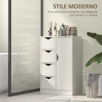 HOMCOM Mobile Bagno con 4 Cassetti, Armadietto a 2 Livelli e Maniglie Ritagliate, in Legno, 54x29x83 cm, Bianco(m-4)