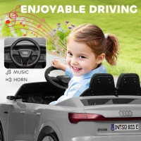 AIYAPLAY Audi Q8 e-tron Sportback Licensed 12V Ride on Car w/ Remote, 4 Spring Suspension Wheels, Headlamps, Music, Horn - Grey(m-8)