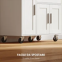 HOMCOM Mobiletto Microonde in Legno con Cassetto, 2 Armadietti, Ripiano Aperto e Piano Regolabile, 80x40x88.7 cm, Bianco(m-7)