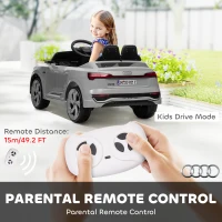 AIYAPLAY Audi Q8 e-tron Sportback Licensed 12V Ride on Car w/ Remote, 4 Spring Suspension Wheels, Headlamps, Music, Horn - Grey(m-7)
