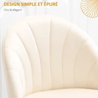 HOMCOM Lot de 2 chaises Velours Crème Pieds métal Noir dim. 52L x 54l x 79H cm(m-4)