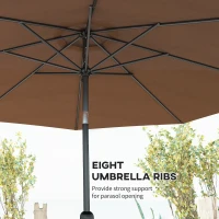 Outsunny 3(m) Tilting Parasol Garden Umbrellas, Outdoor Sun Shade with 8 Ribs, Tilt and Crank Handle for Balcony, Bench, Garden, Coffee(m-7)