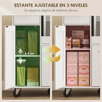 HOMCOM Mueble Auxiliar de Cocina con Ruedas Aparador de Cocina para Microondas con Bandeja Deslizante 80x40x88,7 cm Blanco(m-5)