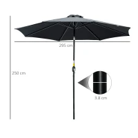 Outsunny 3(m) Tilting Parasol Garden Umbrellas, Outdoor Sun Shade with 8 Ribs, Tilt and Crank Handle for Balcony, Bench, Garden, Black(m-3)