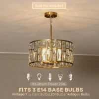 HOMCOM 72 Glass Crystallite Chandelier - Gold-Tone(m-5)
