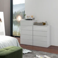 HOMCOM Commode 5 tiroirs meuble de rangement sans poignées design minimaliste 60 x 39 x 100 cm blanc(m-10)