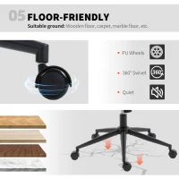 HOMCOM Bürostuhl mit breitem Sitz ohne Armlehnen Rollen Höhenverstellbar Drehbar Kippfunktion Beige(m-4)