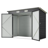 Outsunny 3.7 x 7.9ft Galvanised Steel Shed, with Latched Door and Padlock - Grey(m-12)