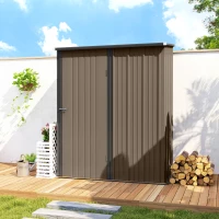 Outsunny 5.3ft× 3.1ft Outdoor Storage Shed, Steel Garden Shed with Single Lockable Door, Tool Storage Shed for Backyard, Patio, Lawn, Brown(m-8)