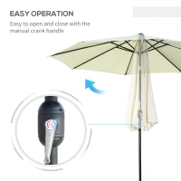 Outsunny 3(m) Tilting Parasol Garden Umbrellas, Outdoor Sun Shade with 8 Ribs, Tilt and Crank Handle for Balcony, Bench, Garden, Beige(m-5)