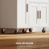 HOMCOM Mueble Auxiliar de Cocina con Ruedas Aparador de Cocina para Microondas con Bandeja Deslizante 80x40x88,7 cm Blanco(m-7)