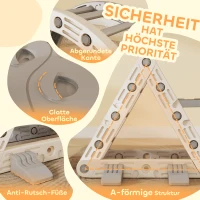 AIYAPLAY Klettergerüst Indoor, 5 in 1 Kletterdreieck mit Rutsche, Kletterbogen, inkl. doppelseitige Rampe, Spielplatz Indoor für Kinder 18-48 Monate, Grau+Weiß(m-5)