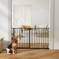 PawHut Barrière de sécurité barrière pour animal domestique longueur réglable dim. 145L x 76H cm noir(m-10)