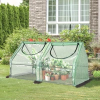 Outsunny Mini Serre de Jardin Serre à tomates mini serre tunnel Double bâche toit pointu 180L x 90l x 90H cm Acier PE PVC 2 fenêtres avec Zip enroulables Vert(m-10)