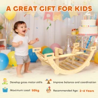 AIYAPLAY Montessori klimrek voor binnen, 2 in 1 klimboog van hout, voor kinderen 2-4 jaar, 110x52x45 cm, naturel hout(m-7)