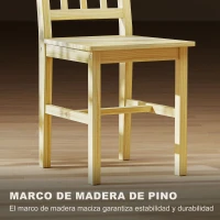 HOMCOM Juego de 2 Sillas de Comedor de Madera Sillas de Cocina con Respaldo de Listones, Asiento Amplio Madera Natural(m-6)