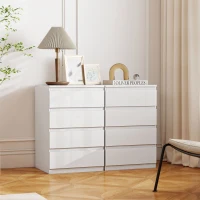 HOMCOM Cómoda 4 Cajones con Cierre Suave Cajonera para Salón Oficina Estilo Moderno 45x40x68 cm Blanco(m-7)