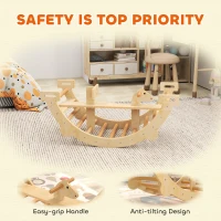 AIYAPLAY Montessori klimrek voor binnen, 2 in 1 klimboog van hout, voor kinderen 2-4 jaar, 110x52x45 cm, naturel hout(m-6)