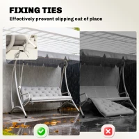 Outsunny 3-persoons bankkussen 150x98x8 cm met banden, tuinbankpolster voor schommelbank, Lichtgrijs(m-6)