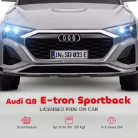 AIYAPLAY Audi Q8 e-tron Sportback Licensed 12V Ride on Car w/ Remote, 4 Spring Suspension Wheels, Headlamps, Music, Horn - Grey(m-6)