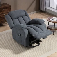 HOMCOM Sillón de TV con ayuda para levantarse eléctrico, sillón relax con función de cama, función de masaje, 93x91x103 cm, gris oscuro(m-5)