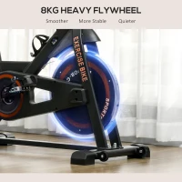 HOMCOM Exercise Bike, 8kg Flywheel Stationary Bike Indoor Cycling Machine with Adjustable Resistance Seat Handlebar, Black(m-7)