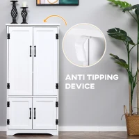 HOMCOM Accent Floor Storage Cabinet Kitchen Cupboard with Adjustable Shelves and 2 Lower Doors, White(m-7)