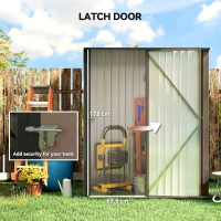 Outsunny 5.3ft× 3.1ft Outdoor Storage Shed, Steel Garden Shed with Single Lockable Door, Tool Storage Shed for Backyard, Patio, Lawn, Brown(m-5)