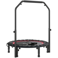 SPORTNOW Trampolim de Fitness Ø102 cm Dobrável com Guiador Ajustável de 4 Níveis e Bandas para Treino de Pernas e Corpo Vermelho