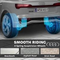 AIYAPLAY Audi Q8 e-tron Sportback Licensed 12V Ride on Car w/ Remote, 4 Spring Suspension Wheels, Headlamps, Music, Horn - Grey(m-10)