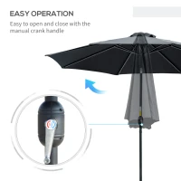 Outsunny 3(m) Tilting Parasol Garden Umbrellas, Outdoor Sun Shade with 8 Ribs, Tilt and Crank Handle for Balcony, Bench, Garden, Black(m-5)