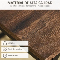 HOMCOM Mesa Alta de Cocina con 4 Taburetes Industrial Reposapiés Ahorro de Espacio para Espacios Reducidos Marrón Rústico(m-7)