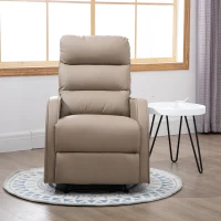 HOMCOM Poltrona Reclinabile 160° max con Poggiapiedi, in Pelle PU, Legno e Acciaio, 65x89x100 cm, Marrone Chiaro(m-8)