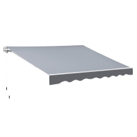 Outsunny Tenda da Sole da Esterno Avvolgibile Manualmente in Alluminio e Poliestere, 2.5x2 m, Grigio e Bianco