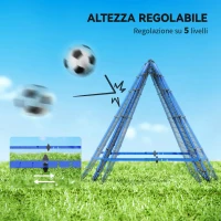 HOMCOM Rete da Calcio Rebounder Pieghevole con Angolo Regolabile e Picchetti, 100x95x90 cm, Blu(m-4)