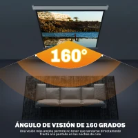 HOMCOM Pantalla de Proyección Portátil 85 Pulgadas Formato 1:1 para Interior y Exterior Cine en Casa Patio 146x146 cm Blanco(m-5)