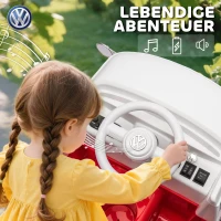 AIYAPLAY Elektryczny samochodzik dla dzieci Volkswagen T1 z odtwarzaczem MP3, z metalu i PP, 89x49x41.5 cm, Czerwony(m-7)