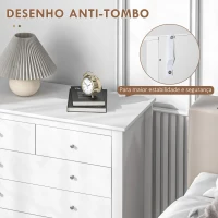 HOMCOM Cómoda com 5 Gavetas com Pés Elevados para Sala e Escritório Estilo Moderno 79x39,5x80,5 cm Branco(m-6)
