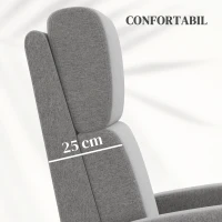 HOMCOM Scaun Inclinabil Modern, Canapea Single din Tesatura de Panza, Scaune de Teatru pentru Acasa cu Brate si Spatar Bine Umplute, Gri(m-6)