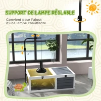 PawHut Maison enclos cage pour petit animal tortue avec 2 espaces support de lampe réglable 81 x 48 x 31,5 cm gris(m-5)
