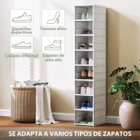 HOMCOM 8 Cajas para Zapatos Apilables y Plegable con Puertas Transparentes hasta Talla 43 No Requiere Montaje Blanco(m-6)