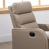 HOMCOM Poltrona Reclinabile 160° max con Poggiapiedi, in Pelle PU, Legno e Acciaio, 65x89x100 cm, Marrone Chiaro(m-9)