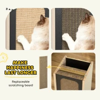 PawHut 63cm Cat Scratching Post, Cat Scratcher with Replaceable Scratching Board, Top Perch, Sisal Scratch Mat, Oak(m-5)