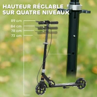 AIYAPLAY Trottinette enfants 3 à 8 ans, trottinette pliable à 2 roues LED roues lumineuses, 4 réglages en hauteur, noir(m-4)