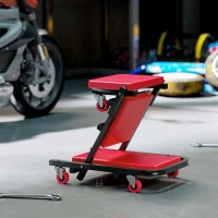 HOMCOM Montage-Kriechbrett 2-in-1 Mechanikerwagen klappbar en Z Tragkraft 150kg 101,5 x 40 x 13,5 cm rot(m-4)