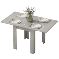HOMCOM Table à Manger Extensible pour 4-6 Personnes en Bois et Acier, 140 x 80 x 77,5 cm, Gris et couleur Bois