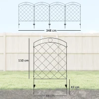 Outsunny Steel Decorative Outdoor Picket Fence Panels Set of 4, Black(m-3)
